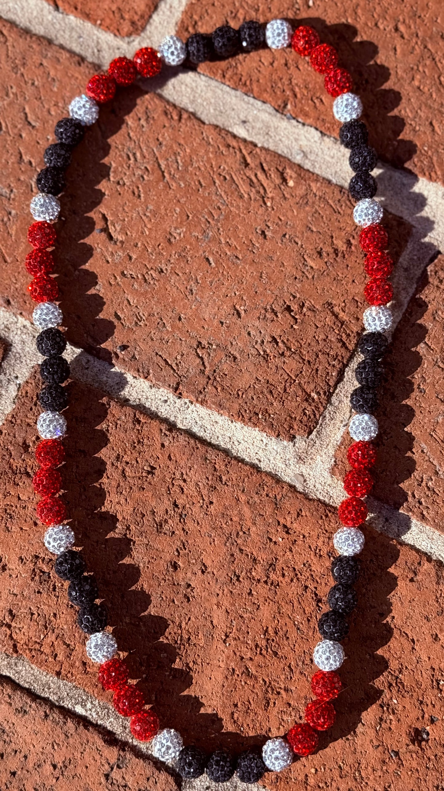 Red, Black, White Rhinestone necklace