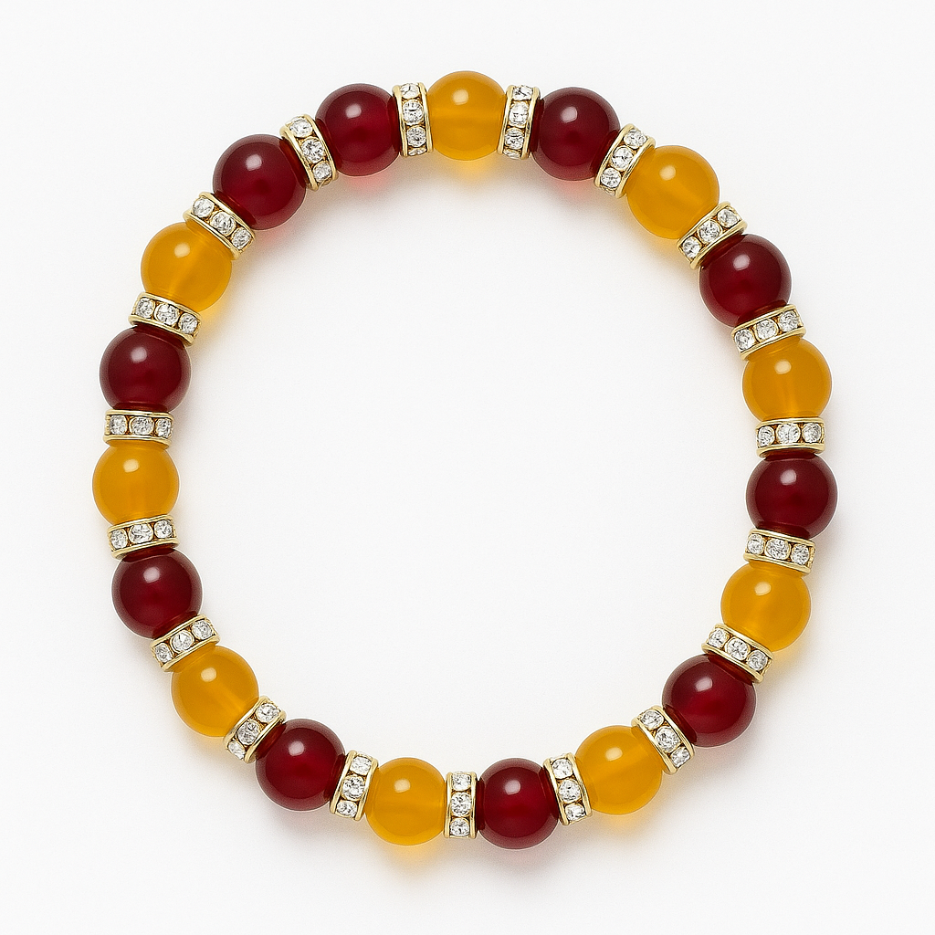 Red & Yellow Agate Bracelet with gold-plated spacers