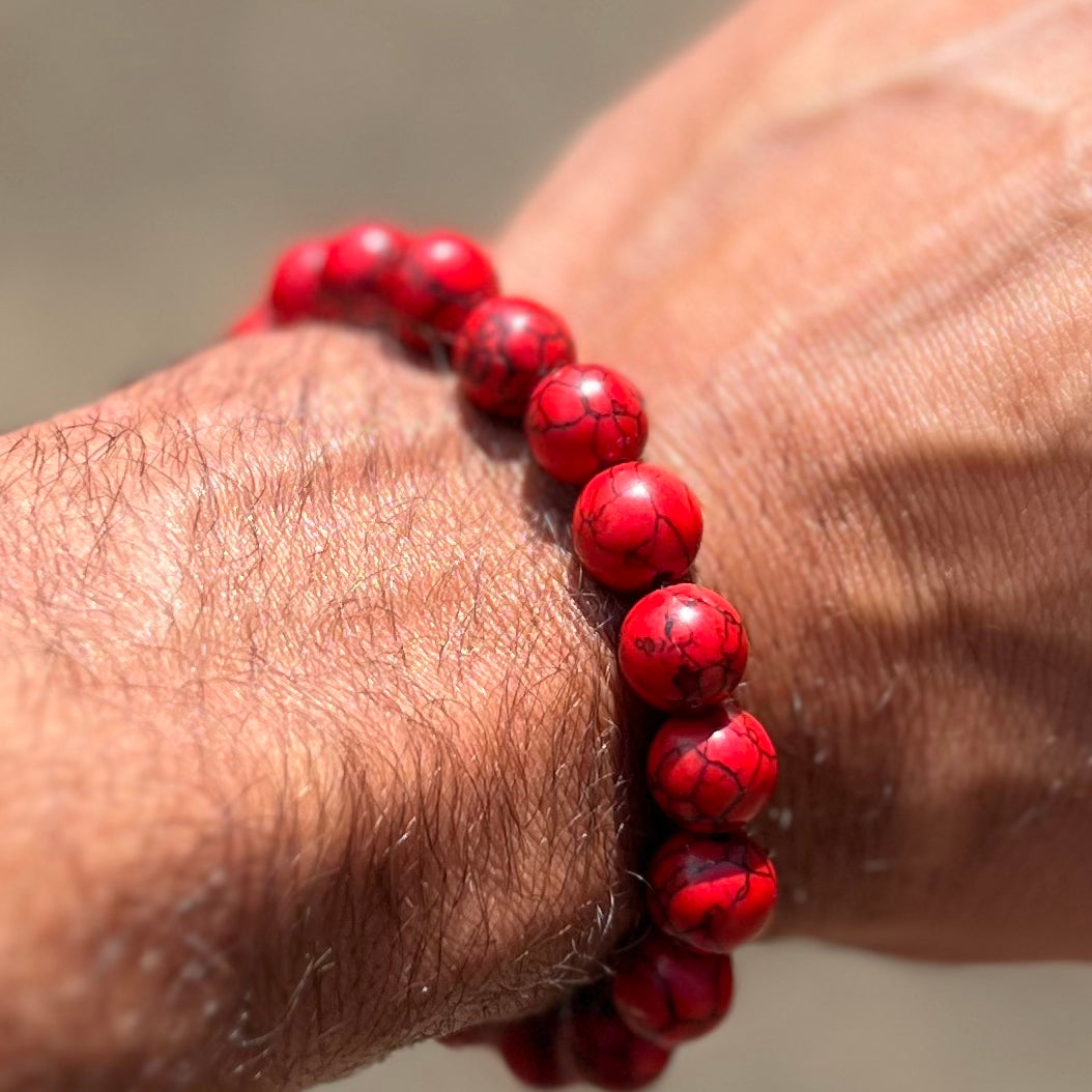 Red Turquoise Bracelet (10mm beads)