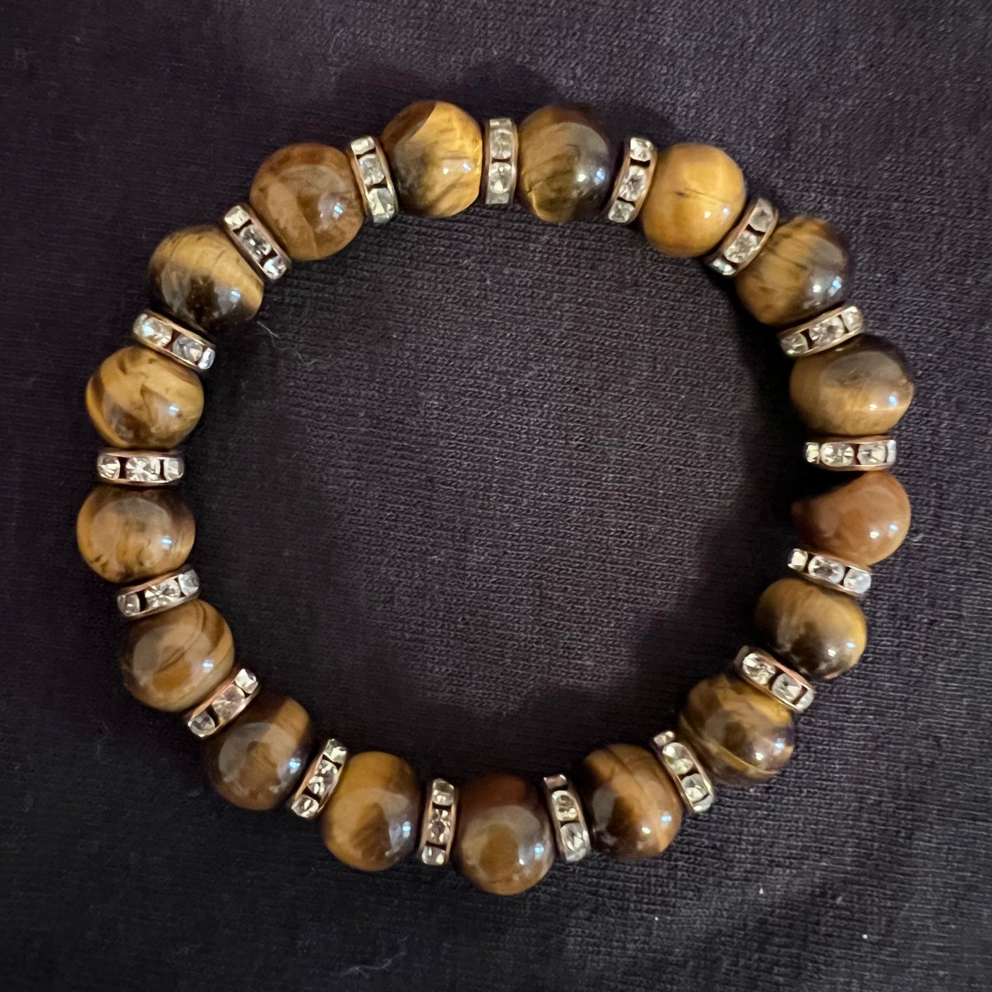 Brown Tiger's Eye Bracelet with gold spacers (10mm beads)