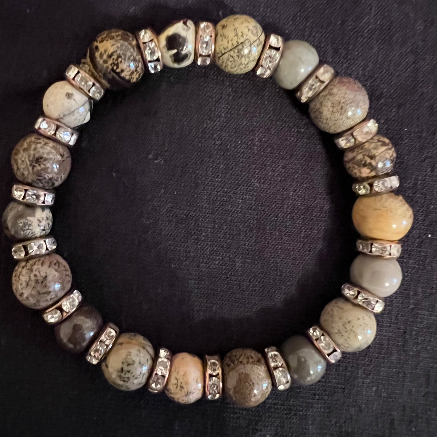 Coffee Bean Jasper Bracelet with spacers (10mm beads)