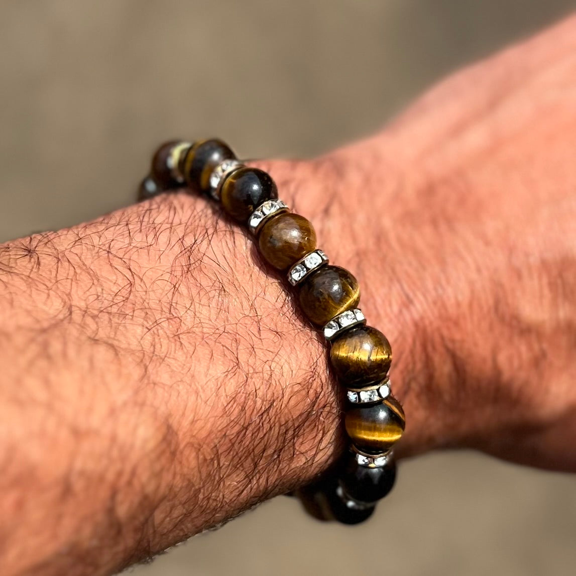 Brown Tiger's Eye Bracelet with gold spacers (10mm beads)