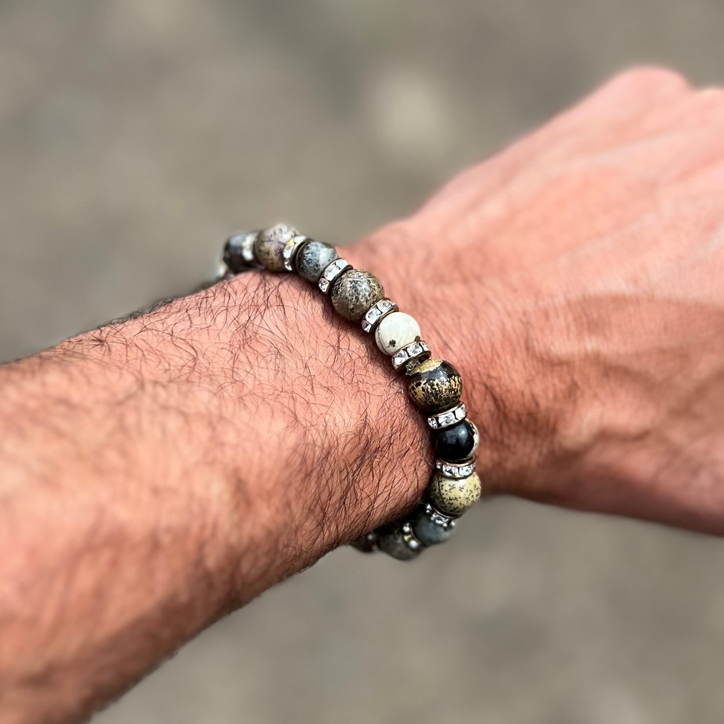 Coffee Bean Jasper Bracelet with spacers (10mm beads)