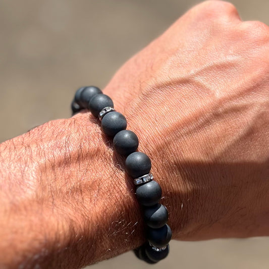 Onyx (matte) bracelet with black spacers