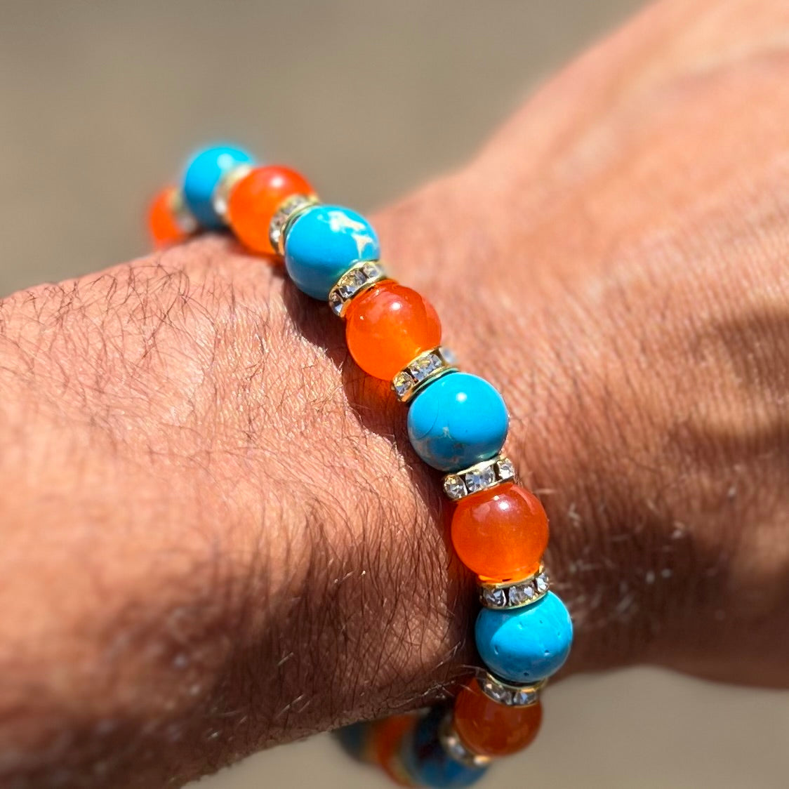 Blue Fililuck with orange bracelet