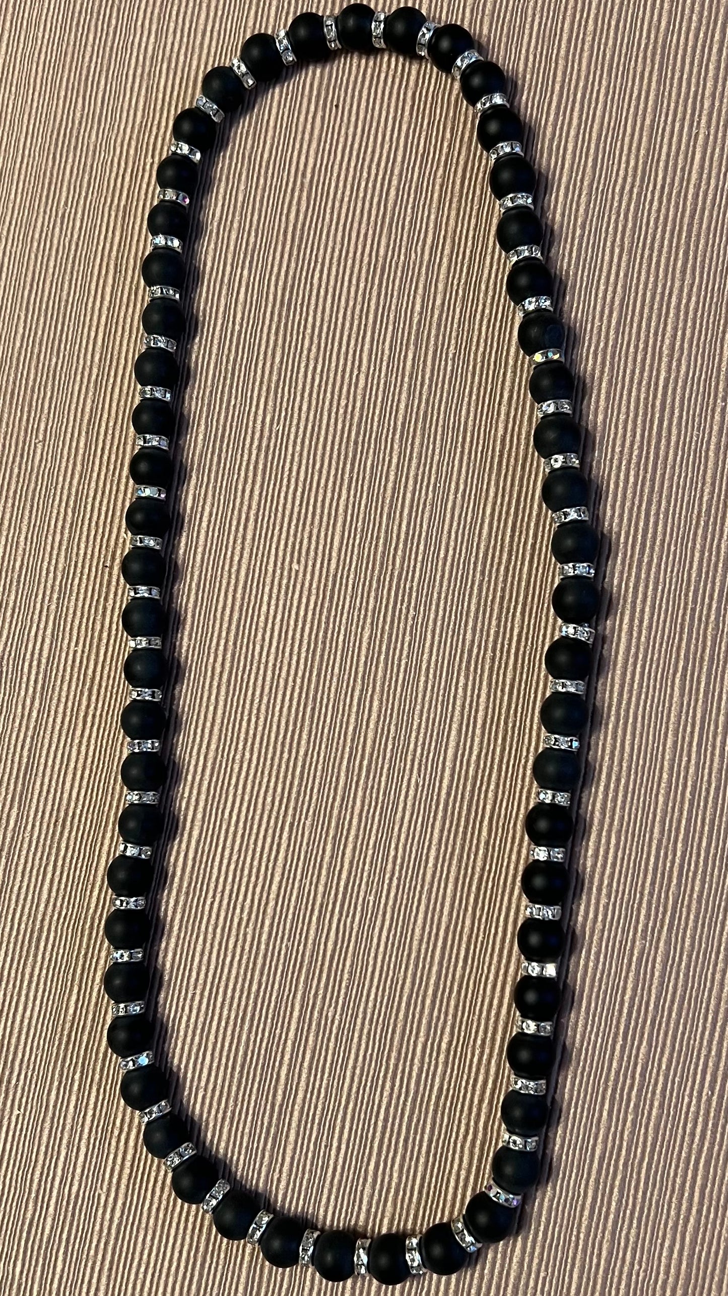 Matte Black Onyx necklace with silver spacers