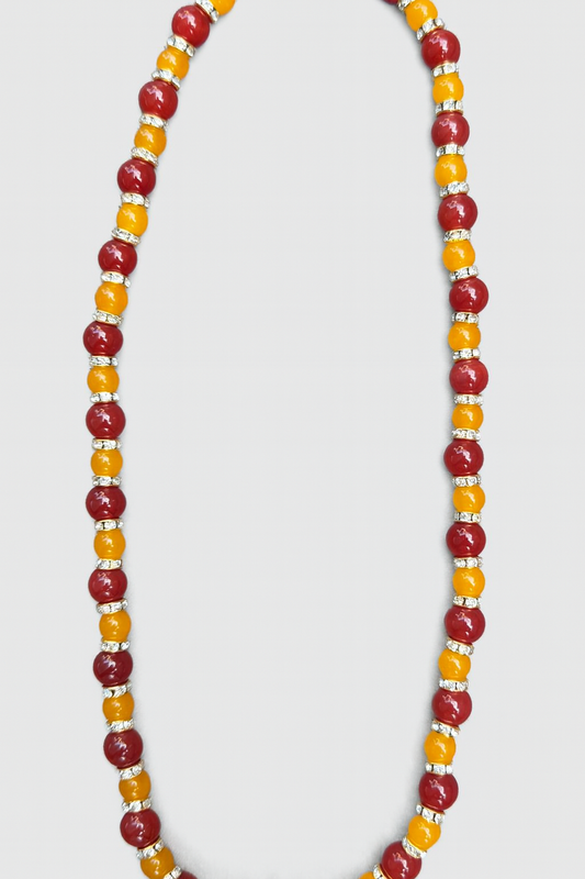 Red and Yellow Agate necklace with gold plated spacers